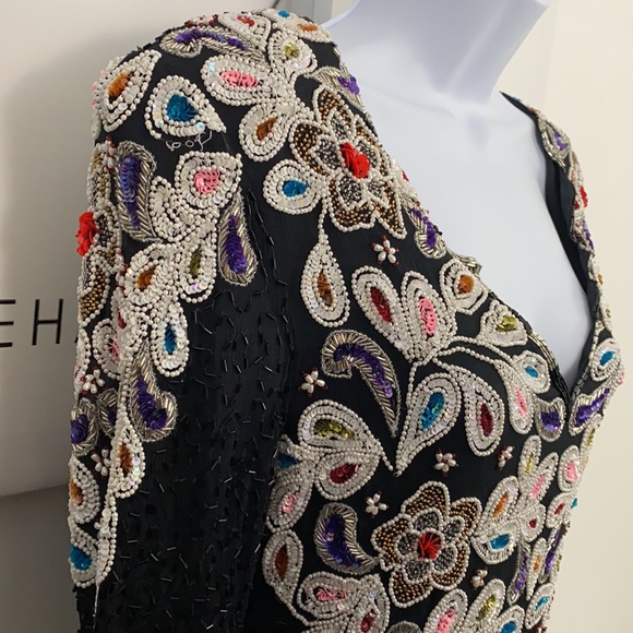 * Vintage Baluchi Creation 100% Silk Sequin Beaded Dress 80’s 90’s Vintage Dress - Picture 11 of 17